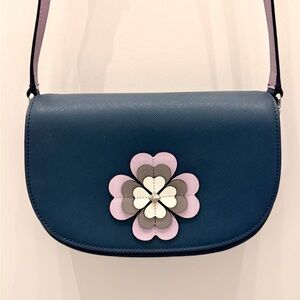 Kate Spade Floral Appliqué Shoulder Bag – Navy & Blush